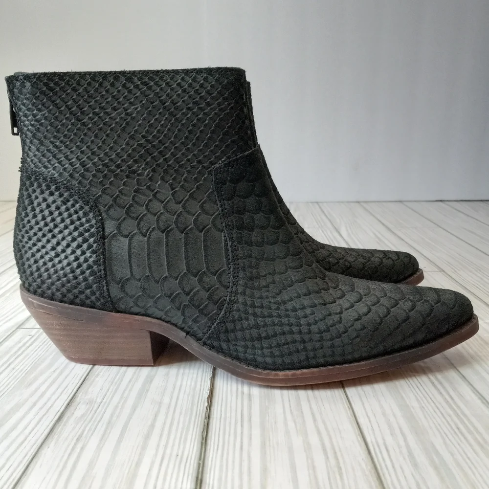 Diba Snakeskin Print Leather Ankle Boots
